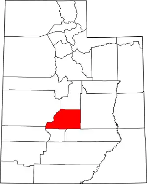 State map highlighting Sevier County