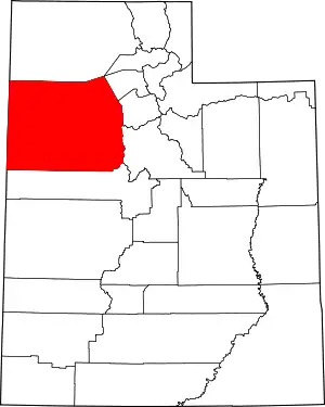 State map highlighting Tooele County