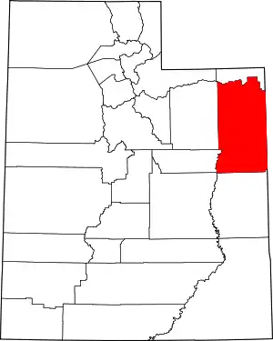 State map highlighting Uintah County