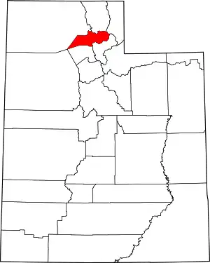 Map of Utah highlighting Weber County