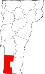 Map of Vermont highlighting Bennington County