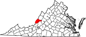 Map of Virginia highlighting Alleghany County