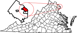 State map highlighting Arlington County