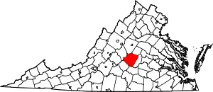 State map highlighting Buckingham County