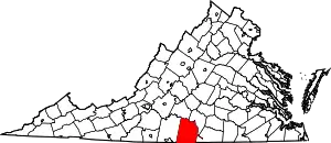 Map of Virginia highlighting Halifax County