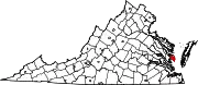 State map highlighting Mathews County