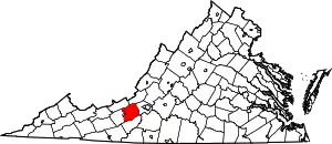 Map of Virginia highlighting Montgomery County