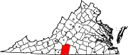 Map of Virginia highlighting Pittsylvania County