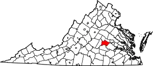 State map highlighting Powhatan County