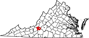 State map highlighting Roanoke County