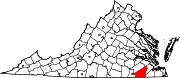 State map highlighting Southampton County