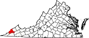 Map of Virginia highlighting Wise County