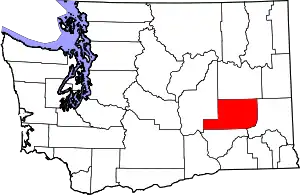 Map of Washington highlighting Adams County