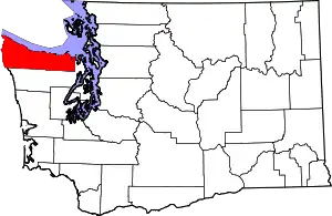 State map highlighting Clallam County