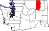 Map of Washington highlighting Ferry County