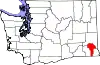 Map of Washington highlighting Garfield County