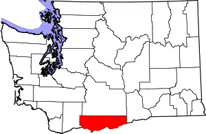 Map of Washington highlighting Klickitat County