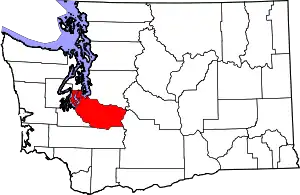 Map of Washington highlighting Pierce County