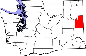 Map of Washington highlighting Spokane County