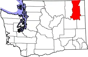 State map highlighting Stevens County