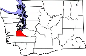 Map of Washington highlighting Thurston County