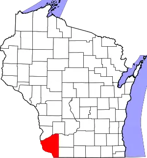 Map of Wisconsin highlighting Grant County