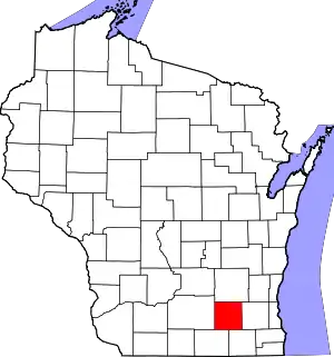 Map of Wisconsin highlighting Jefferson County