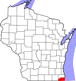 State map highlighting Kenosha County