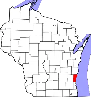 State map highlighting Ozaukee County