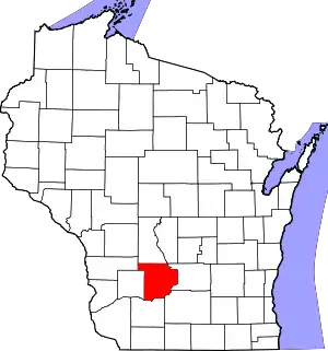 Map of Wisconsin highlighting Sauk County