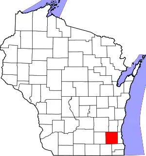 State map highlighting Waukesha County