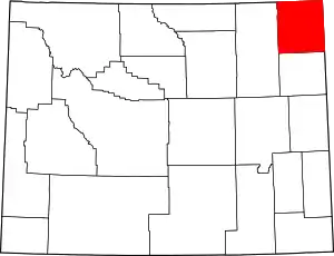 Map of Wyoming highlighting Crook County