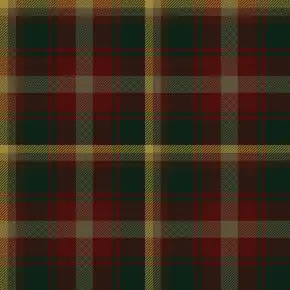 A tartan with wide bands of green and red, and narrower bands of grey and yellow