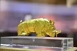 The gold rhino statuete in the Mapungubwe Museum