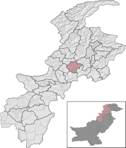 Swabi District (red) in Khyber Pakhtunkhwa