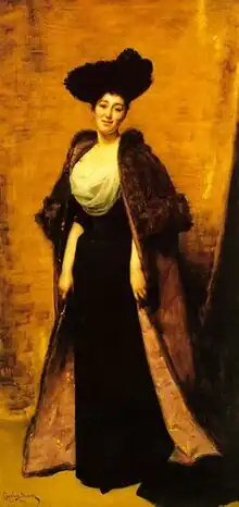 A portrait of Margret Greville that hangs at her home.