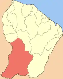 Location of the commune (in red) within French Guiana