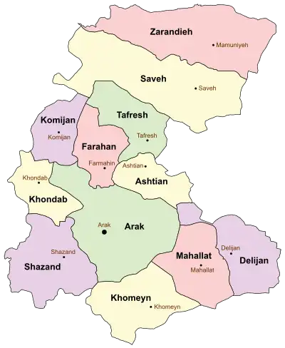 Counties of Markazi Province