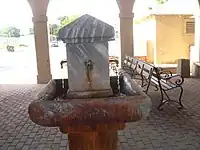 Fountain running Marlin's hot mineral water