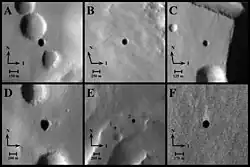 THEMIS image of cave entrances on Mars.