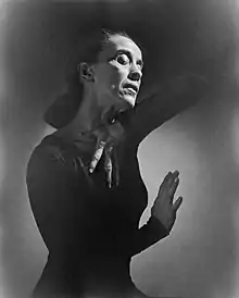 Martha Graham pictured in black and white