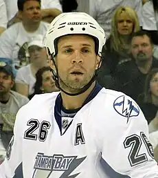 St. Louis stares into the distance during a game against the Pittsburgh Penguins