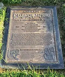 Grave of Mary Kay Bergman, at Forest Lawn Memorial Park (Hollywood Hills). It features etchings of characters she voiced on South Park.