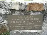 Foundation stone laid by Prime Minister Hughes at soldiers' settlement