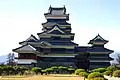 Matsumoto Castle keep complex as seen from inside the main enclosure.