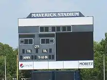 A Maverick Stadium's scoreboard located in the north end zone