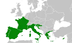 Map of Europe indicating the member countries of the Med Group