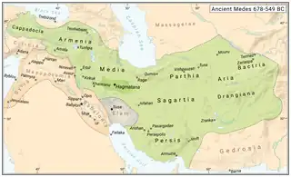 Hypothetical map of the Median Empire at its maximum extent