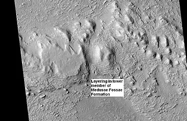 Layers in lower member of Medusae Fossae Formation, as seen by HiRISE