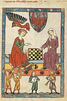 Otto IV of Brandenburg playing chess with a woman, 1305 to 1340